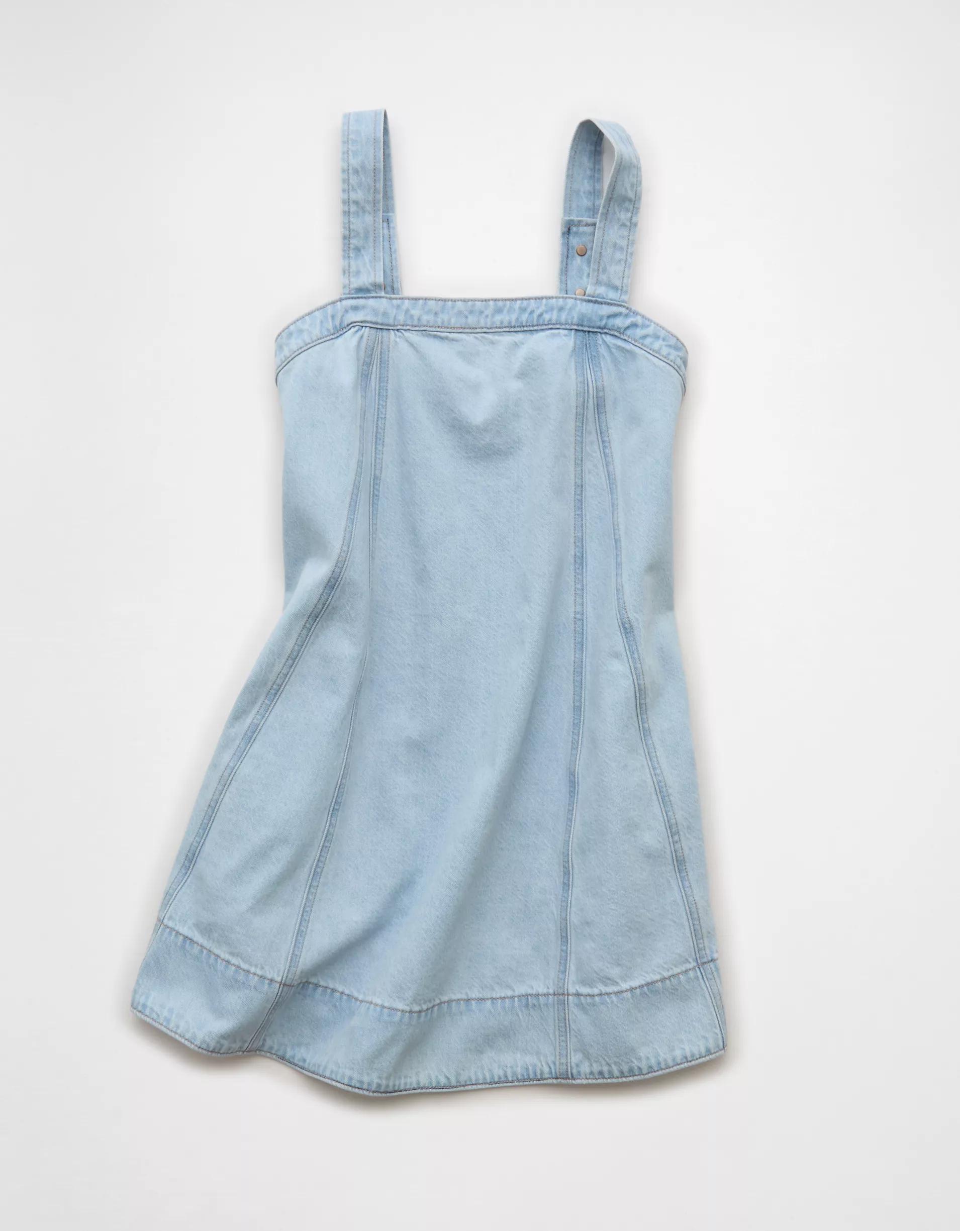 AE Square Neck Denim Shift Dress Product Image
