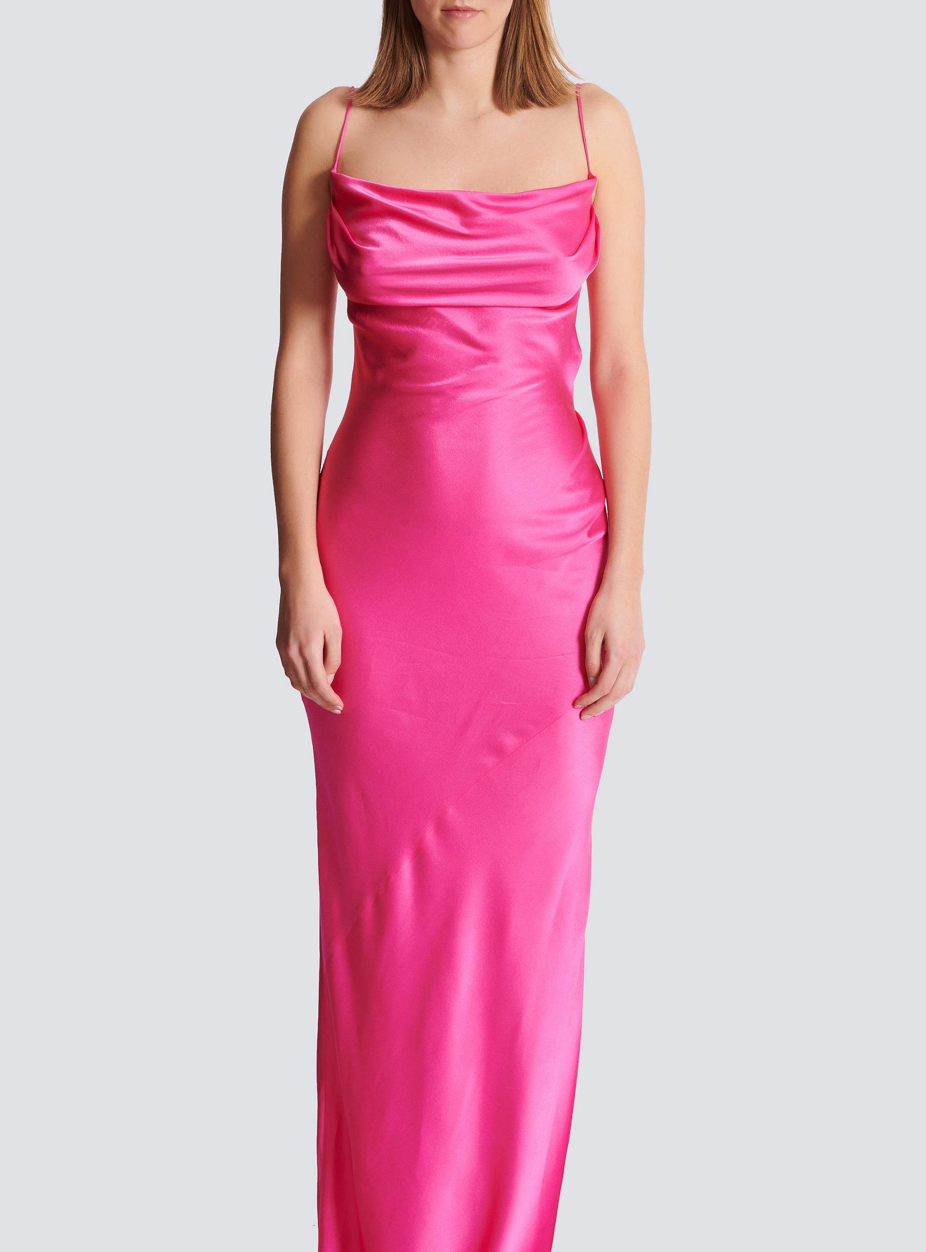 Draped satin slit dress Product Image