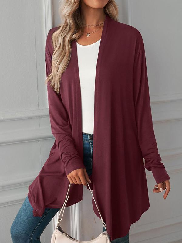Long Sleeves Loose Solid Color Statement Collar Outerwear Product Image