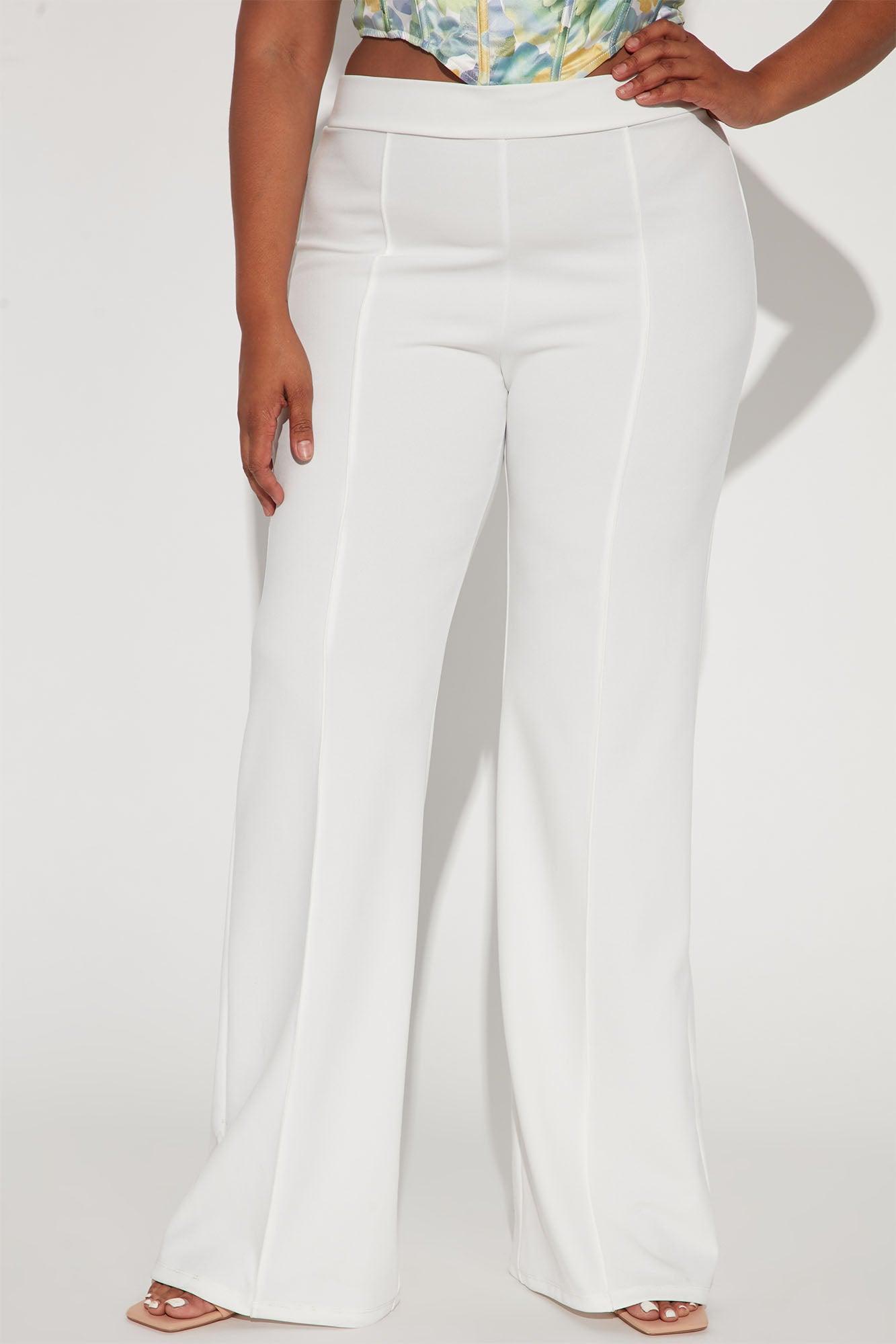 Tall Victoria High Waisted Dress Pants - White Product Image