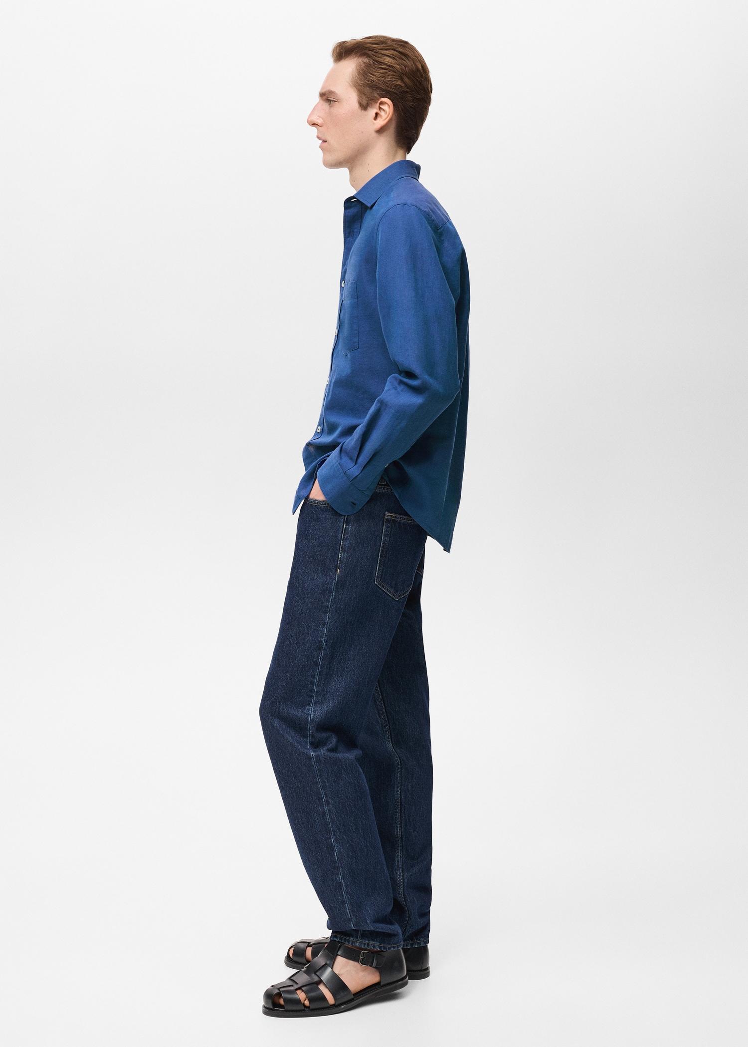 Pocket linen shirt - Men | MANGO USA Product Image