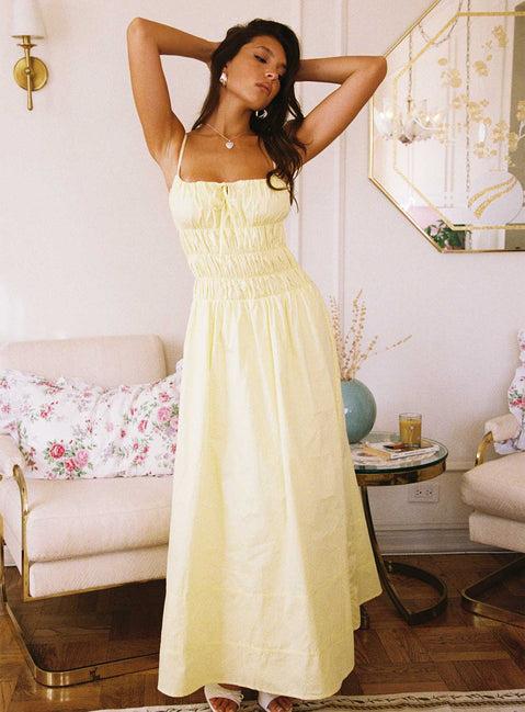 Loralei Shirred Maxi Dress Yellow Product Image
