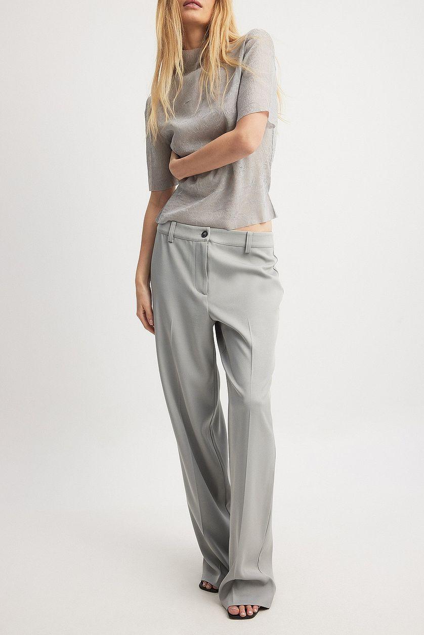 Straight Low Waist Suit Pants Product Image