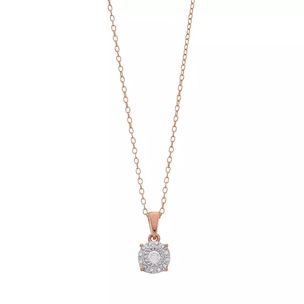 Diamond Brilliance 1/10 Carat T.W. Diamond Composite Round Pendant Necklace, Women's, Size: 18", Pink Tone Product Image