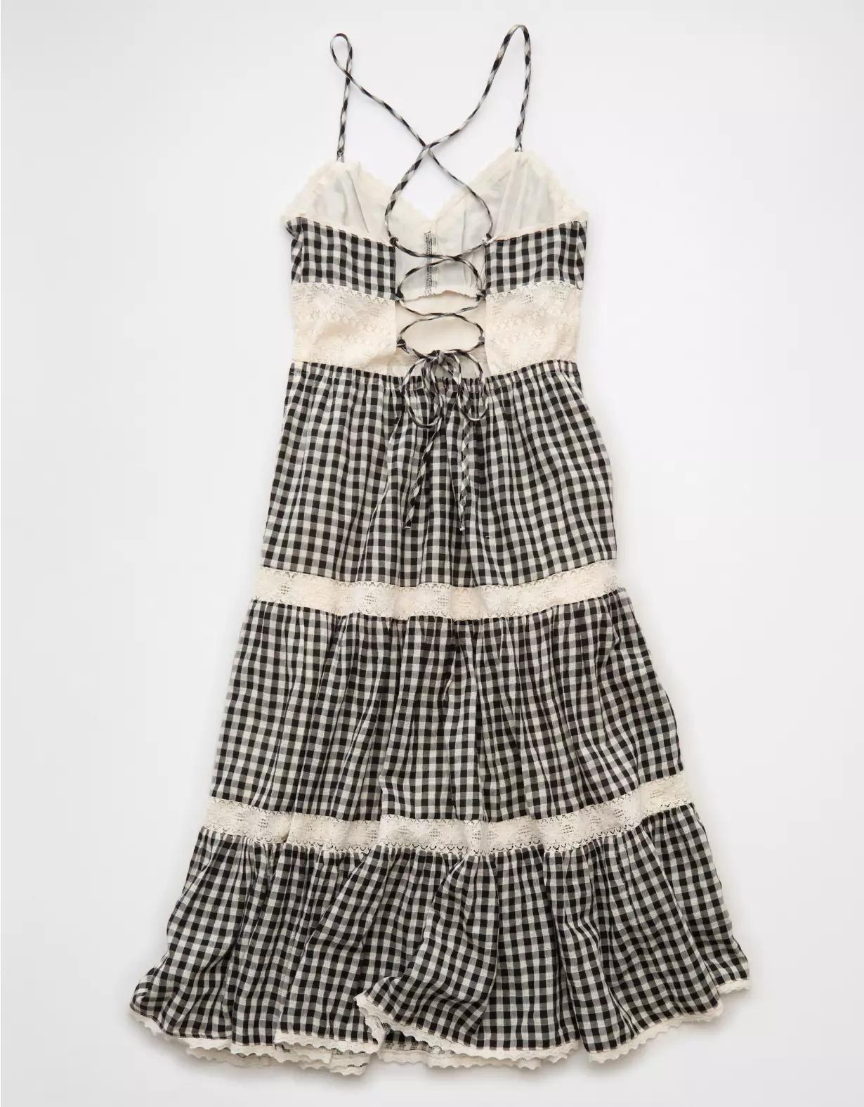 AE V-Neck Lace Tiered Maxi Dress Women's Product Image