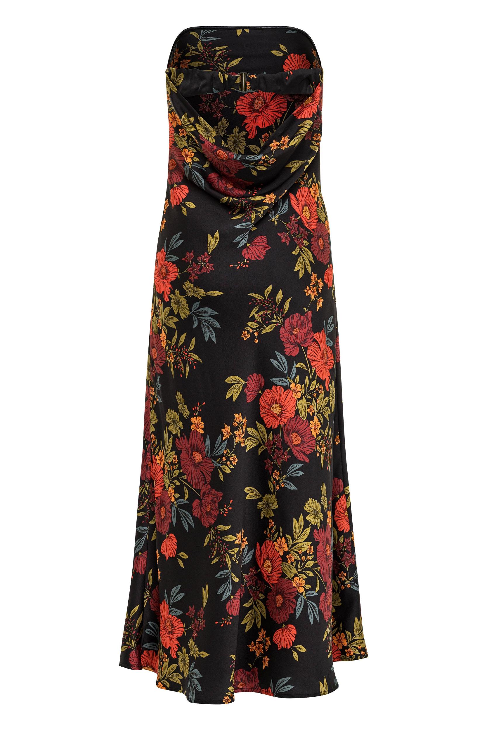 Natalia Black Floral Strapless Maxi Dress Product Image