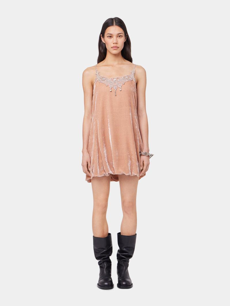 LIGHT PINK SHORT DRESS IN VELVET Product Image
