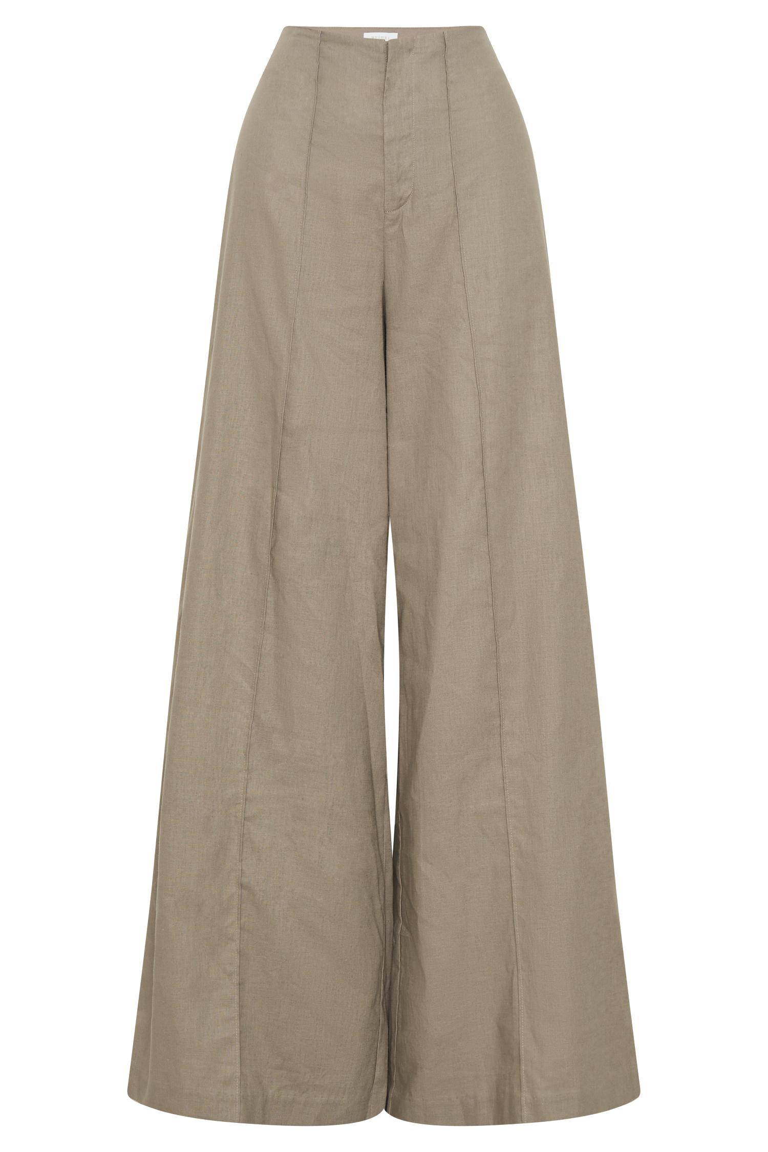 Brandi Linen Straight Leg Pant - Pebble Product Image