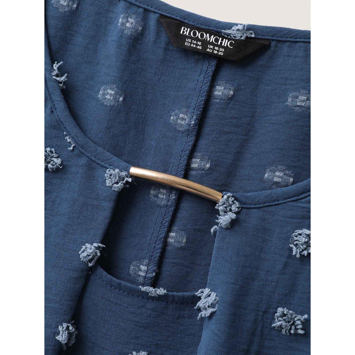 Plus Size Textured Dots Metal Detail Tank Top Women Navy Round Neck Office Tank Tops Camis BloomChic 12/L Product Image