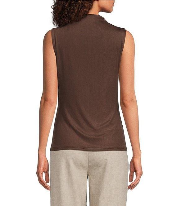 Calvin Klein Mesh Knit Mock Neck Sleeveless Fitted Top Product Image