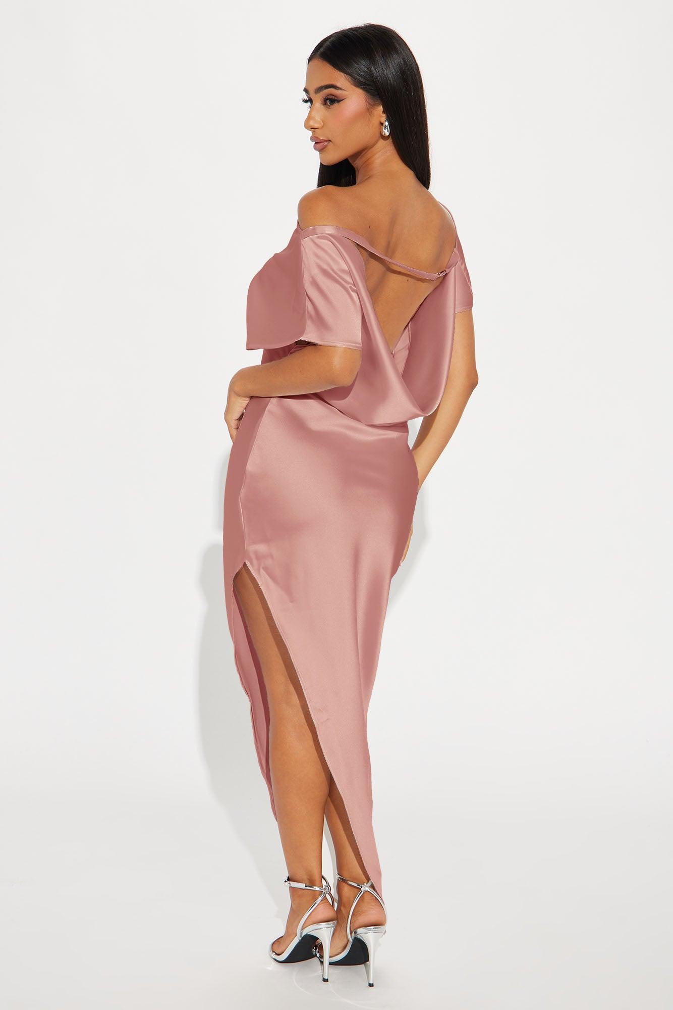 Serene Escape Satin Midi Dress - Mauve Product Image