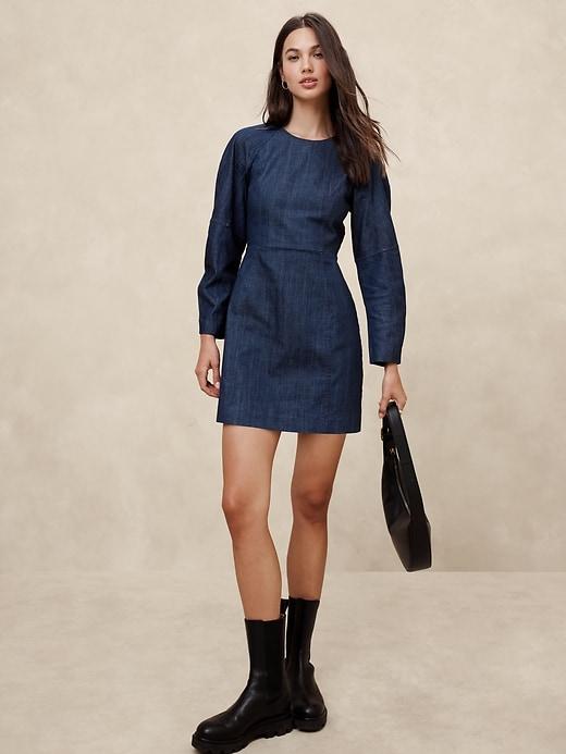 Contoured Denim Mini Dress Product Image
