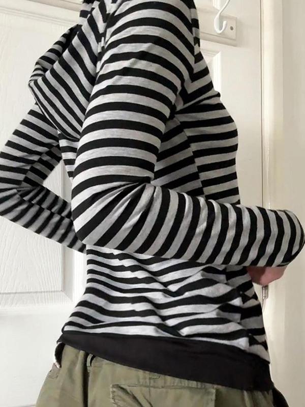 Casual Simple Contrast Stripes Long Sleeve Product Image