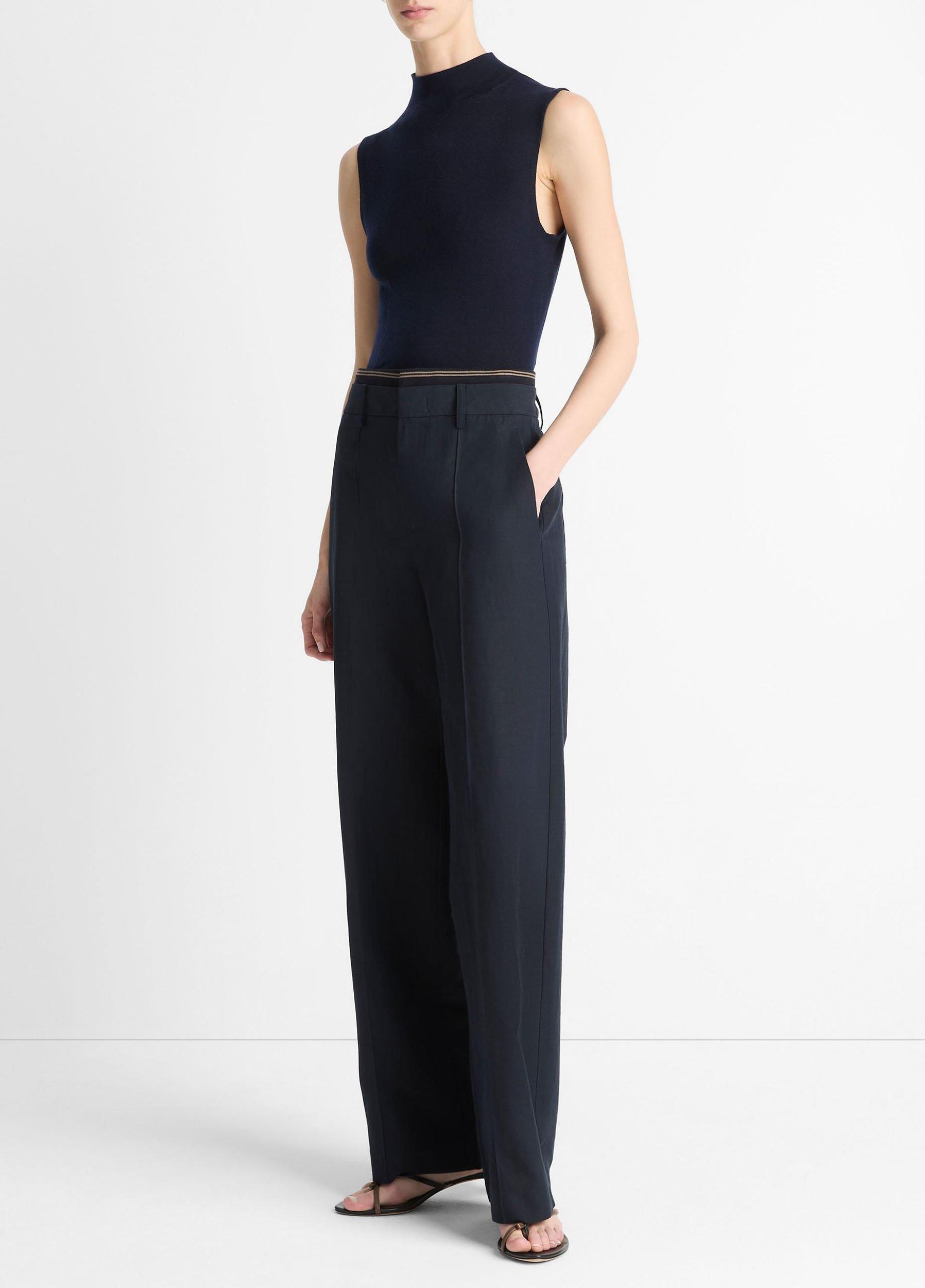 Rib-Trim Cotton-Blend High-Waist Trouser Product Image