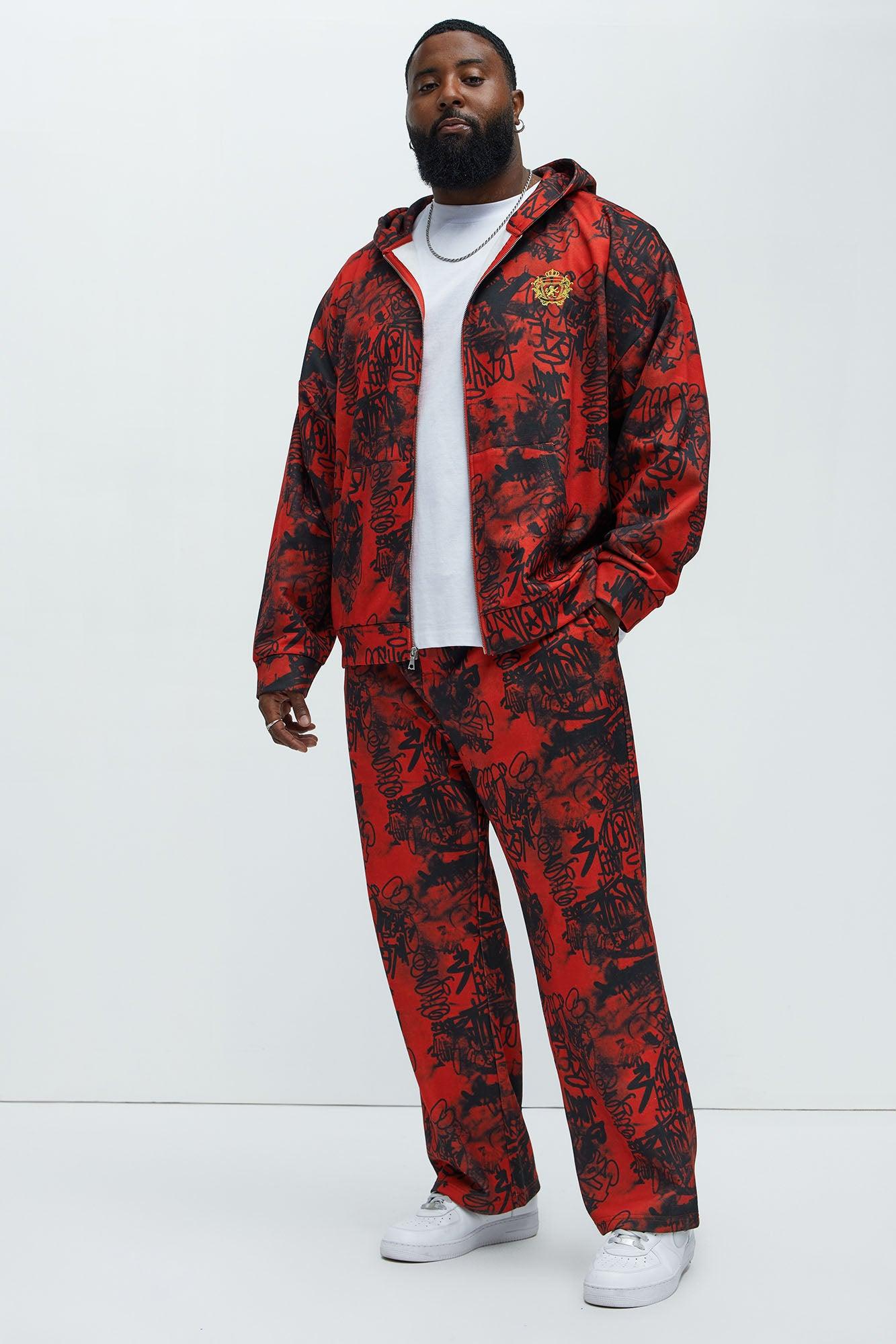 Vandal Straight Graffiti Sweatpants - Red Product Image