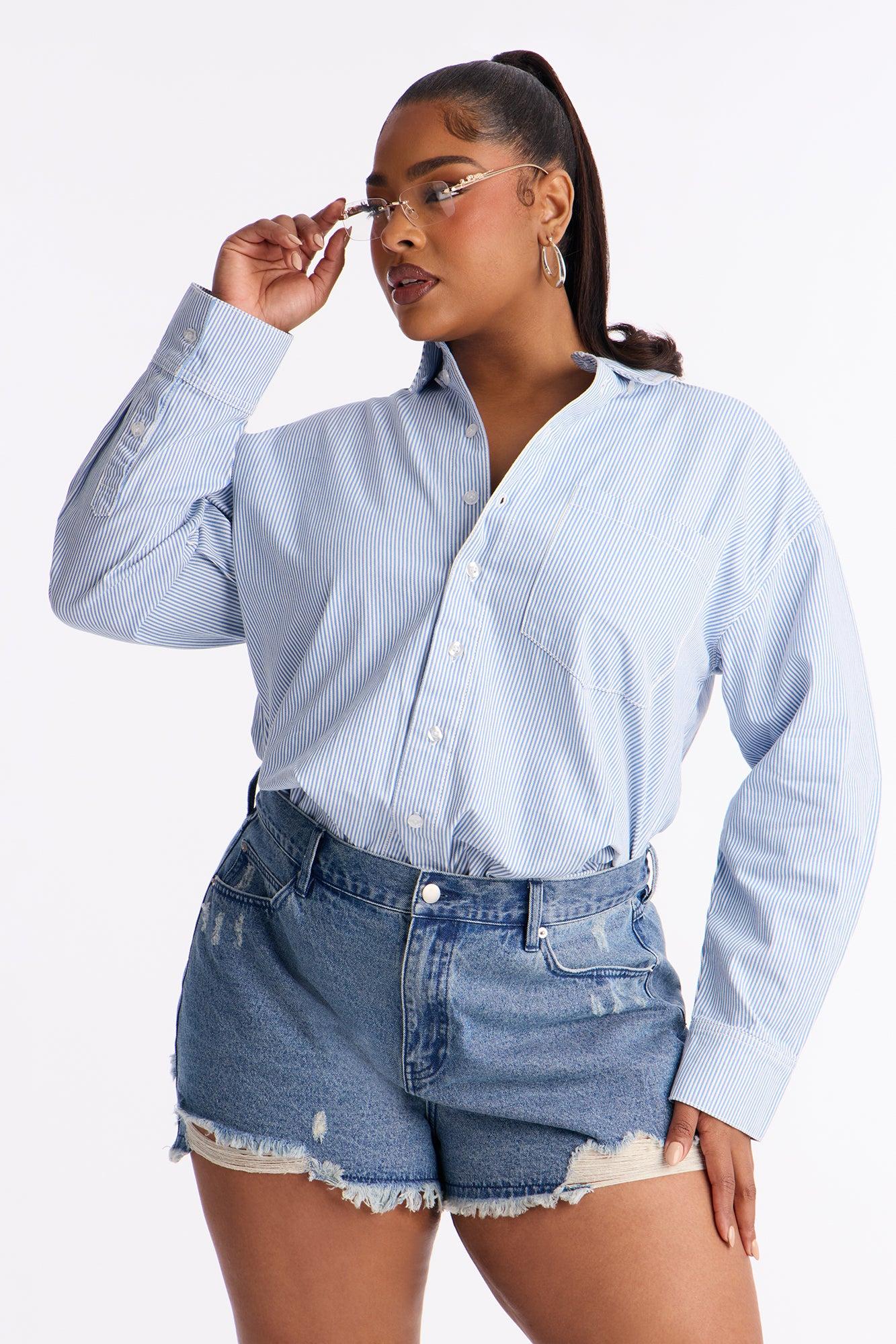 Farmers Market Cutie Striped Romper - Blue Female Product Image