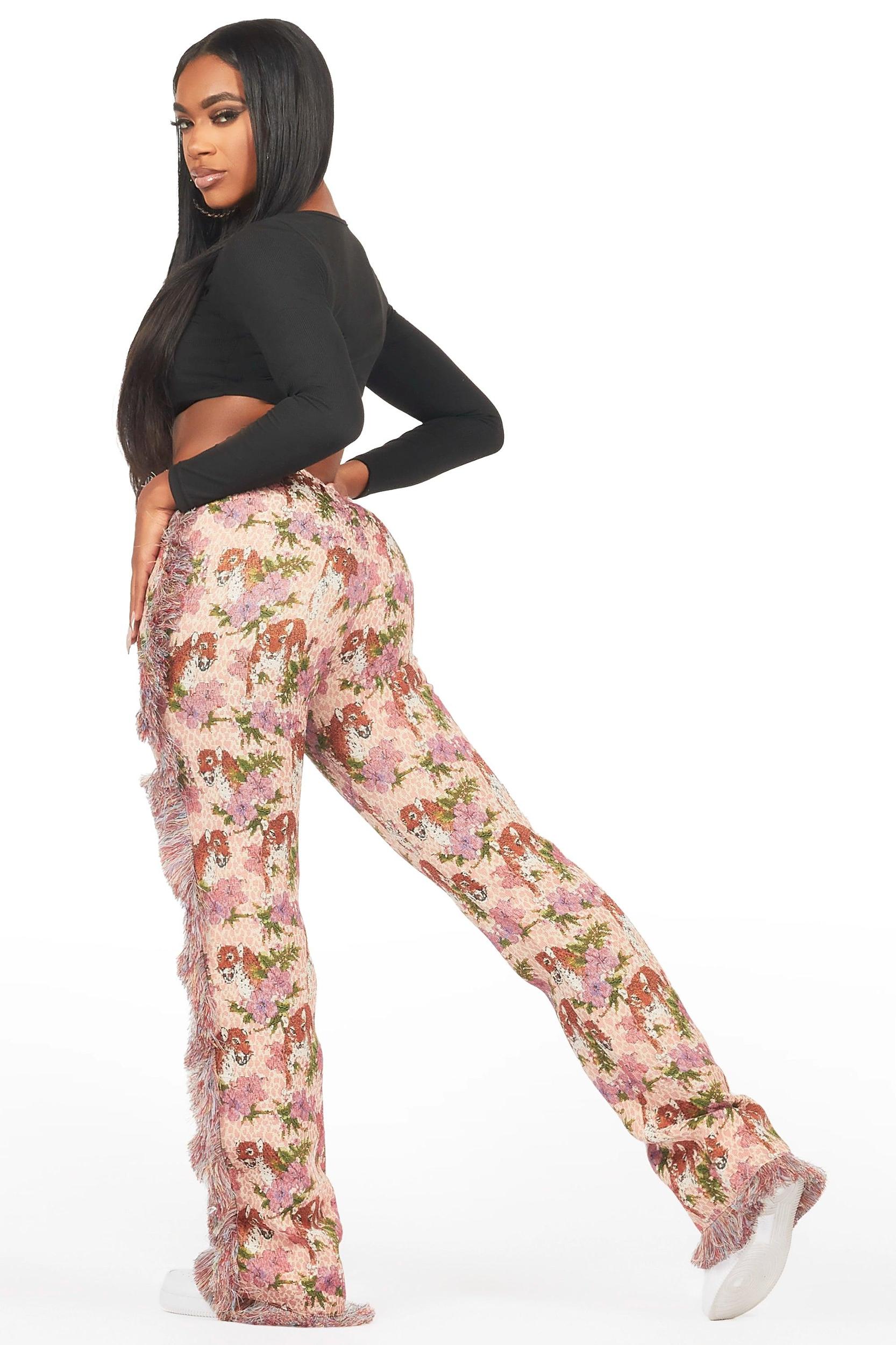 Alexsia Pink Tapestry Stacked Pant Female Product Image