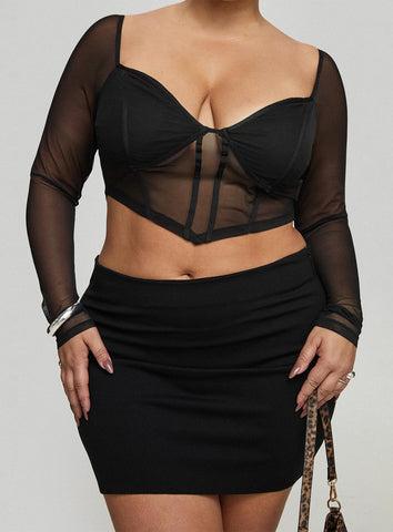 Karley Low Waist Mini Skirt Black Curve Product Image