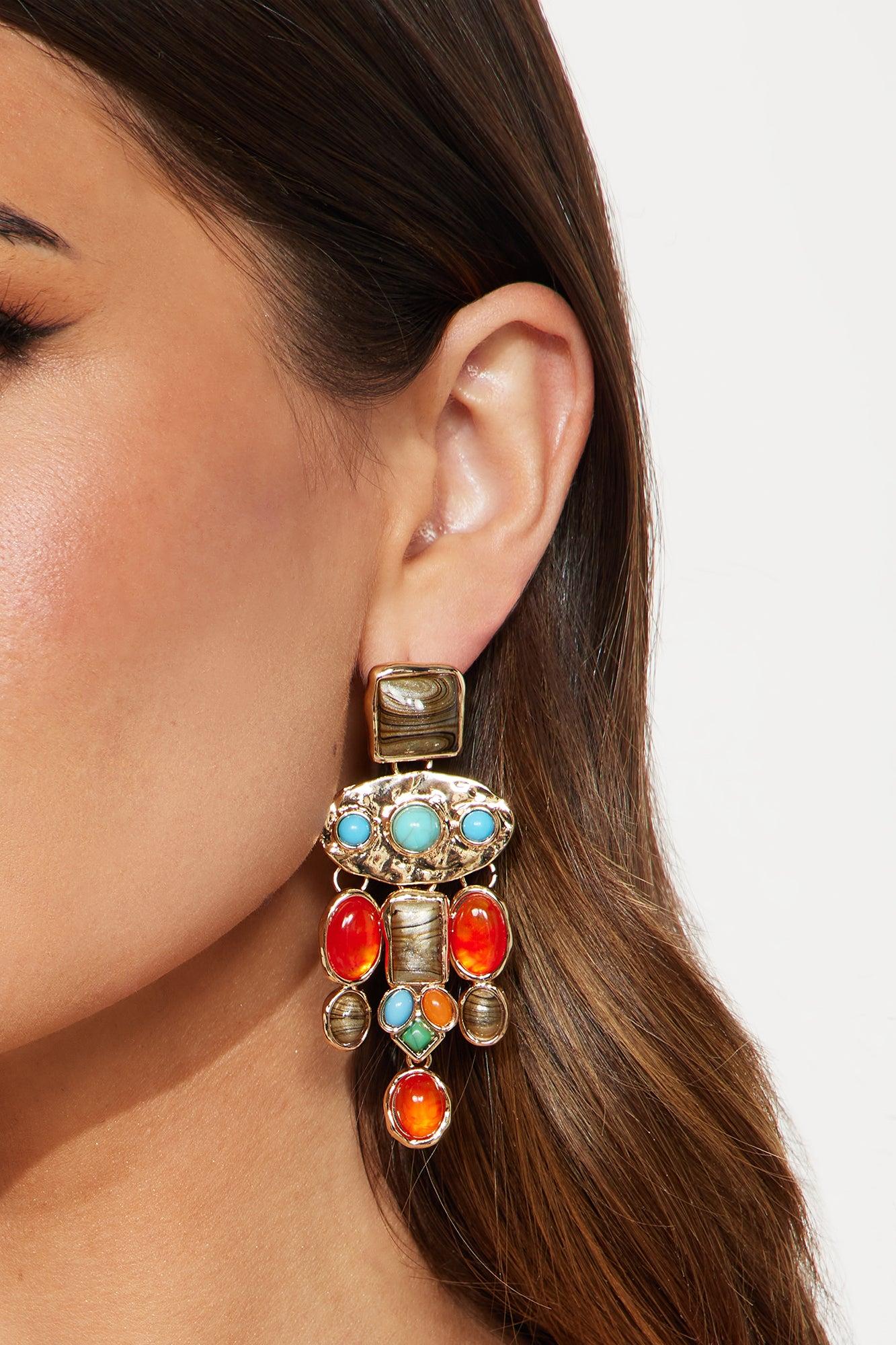 Riot Of Color Statement Drop Earrings - Multi Color Product Image