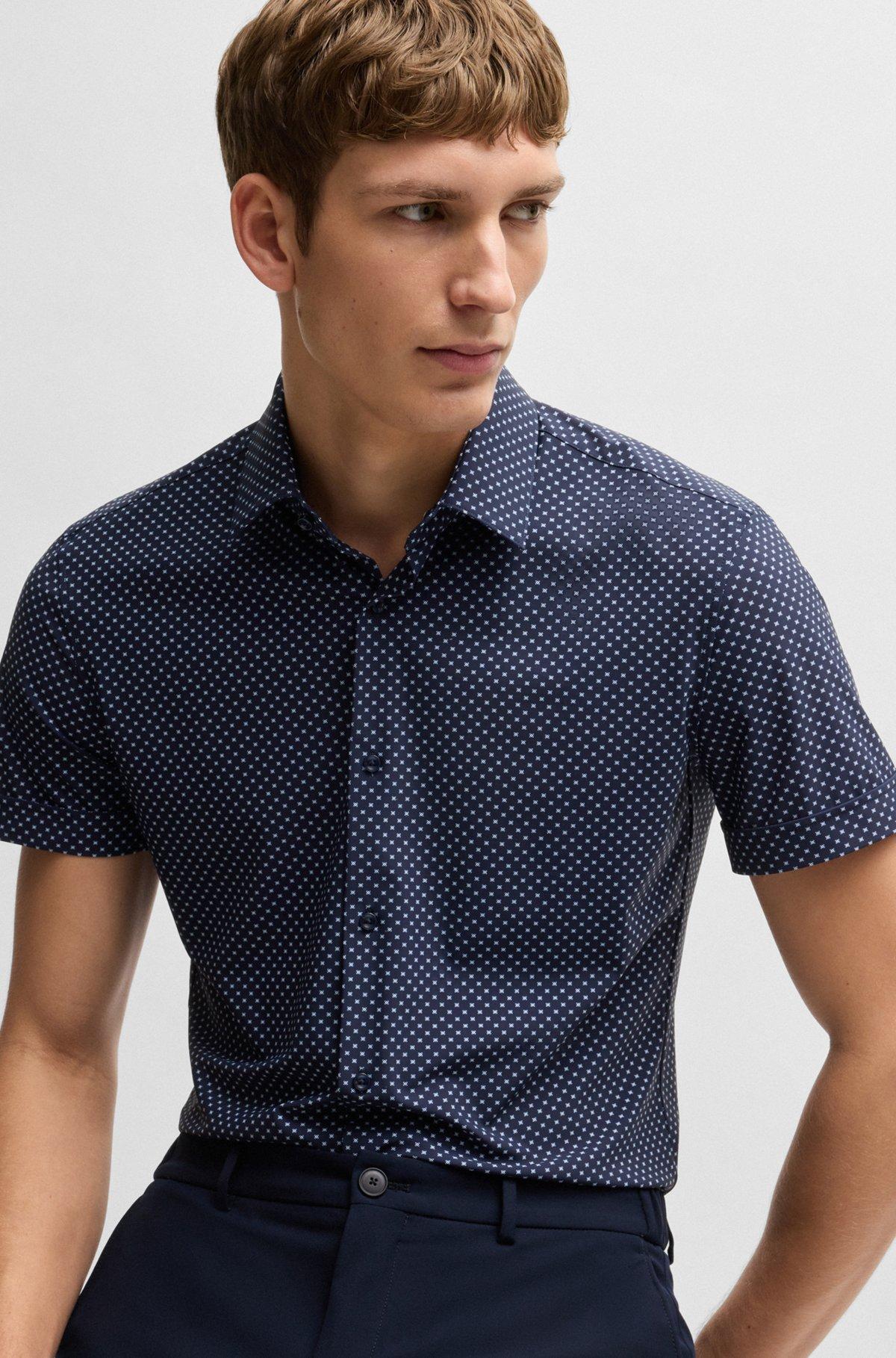 Slim-fit shirt in printed performance-stretch jersey Product Image