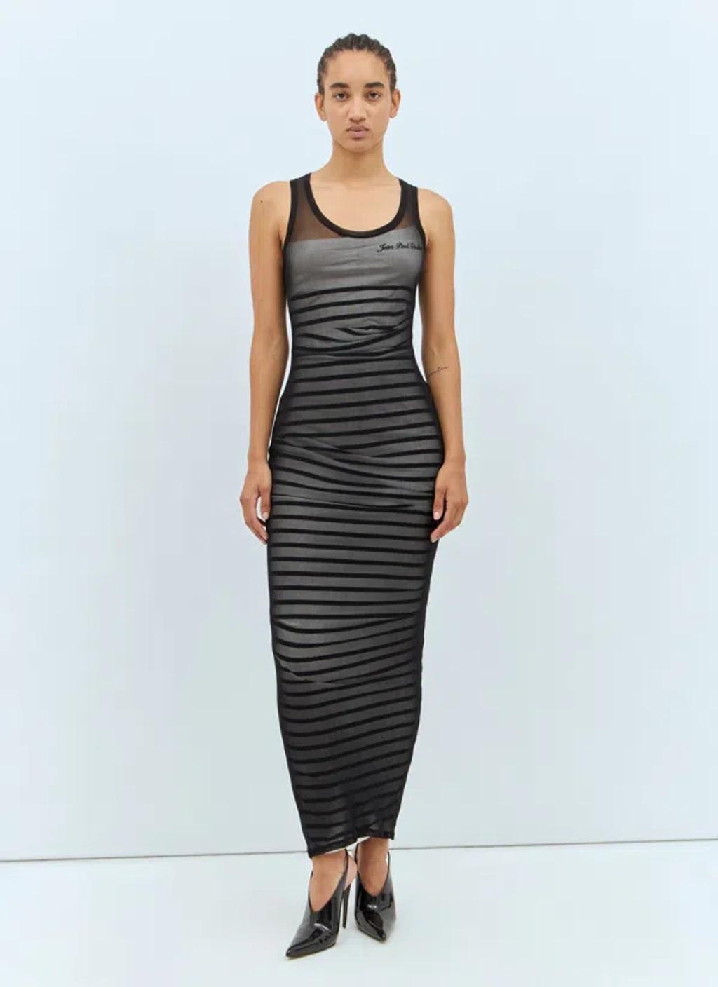 Black & Navy 'The Bi-Material Marinière' Maxi Dress Product Image