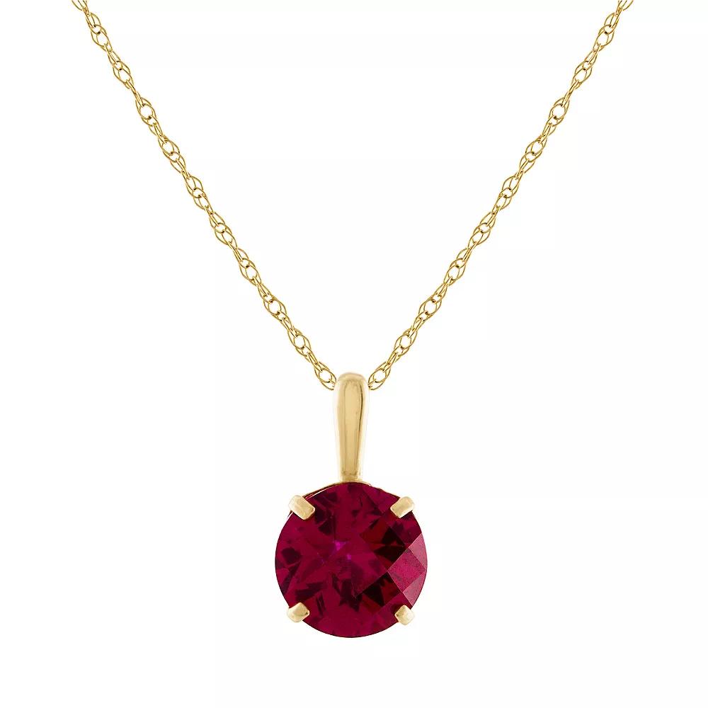 Designs by Gioelli 10k Gold Gemstone Solitaire Pendant Necklace, Women's, Size: 18", Red Product Image