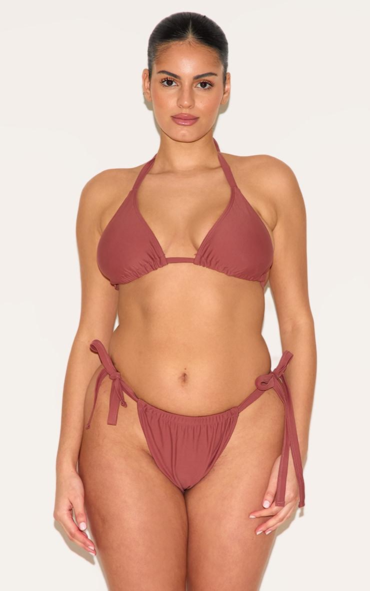 Plus Rust Basic Tanga Tie Side Bikini Bottom Product Image