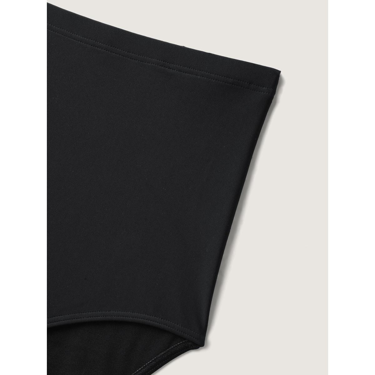 Plus Size Ruffled Sleeve Fit and Flare Swim Dress Women's Swimwear Black Resort Bodycon V-neck High stretch Curve Swim Dresses BloomChic 12/L Product Image