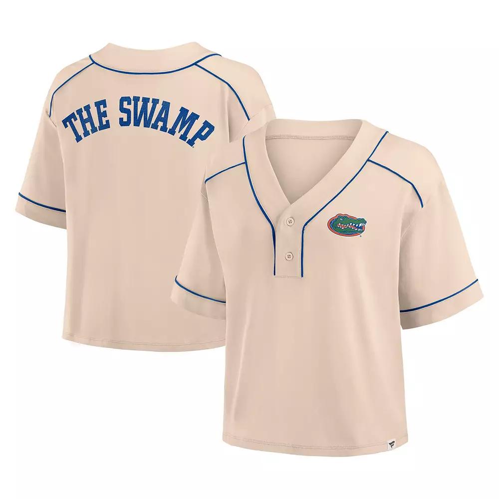 Women's Fanatics Tan Florida Gators Oversized Dominant Force Midi V-Neck T-Shirt, Size: Medium, Team Product Image