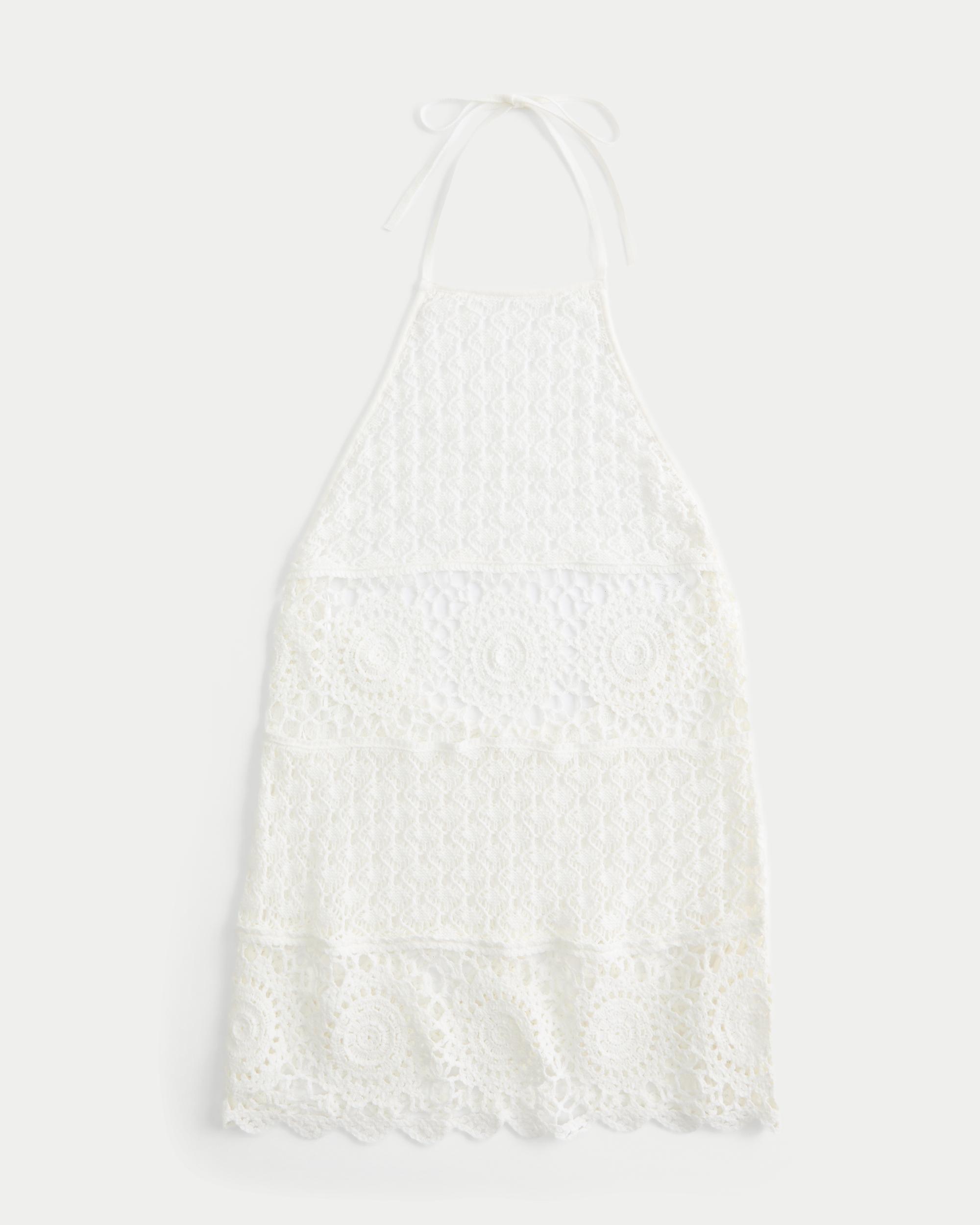 Crochet-Style Halter Cover Up Mini Dress Product Image
