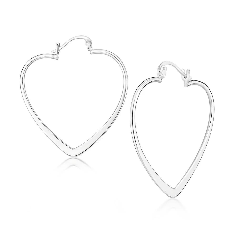 Judy Crowell Sterling Silver Heart Hoop Earrings, Women's Product Image