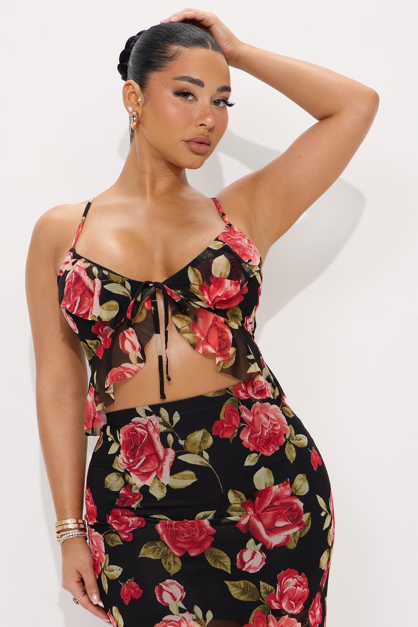 La Rosa Mesh Maxi Skirt Set - Black Product Image