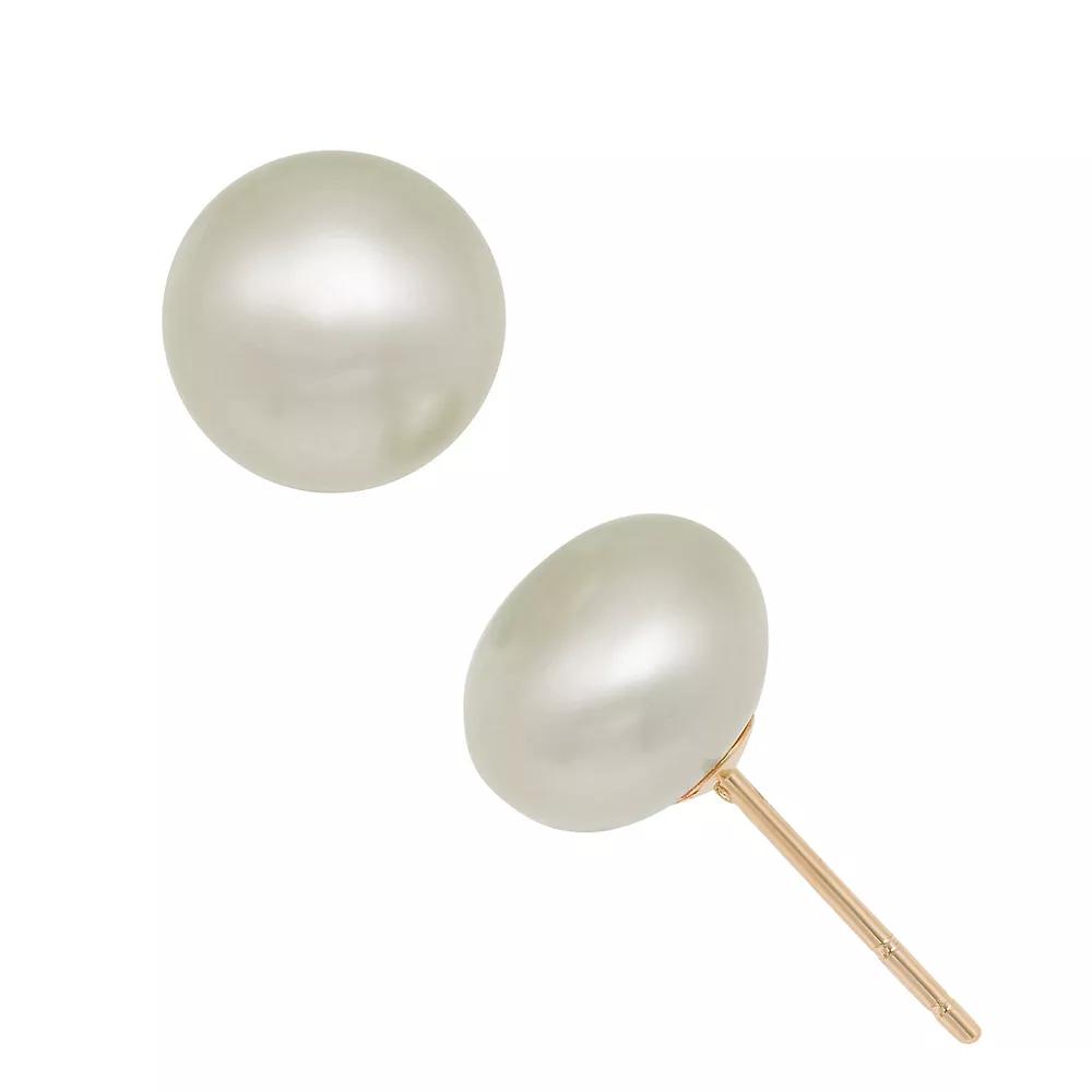 10k Gold 8mm Freshwater Cultured Pearl Earrings, Women's Product Image