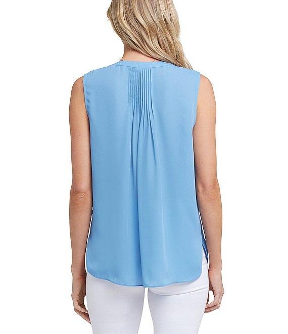 NYDJ Woven Sleeveless Inverted Pleat Mandarin Collar Pintuck Blouse Product Image