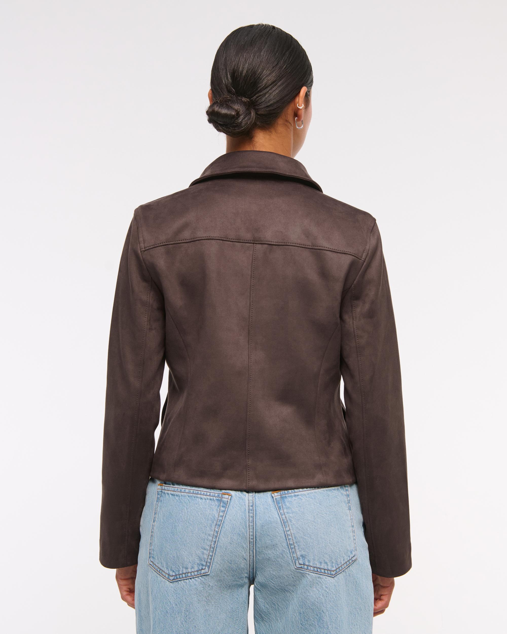 Slim Zip Vegan Suede Jacket Product Image