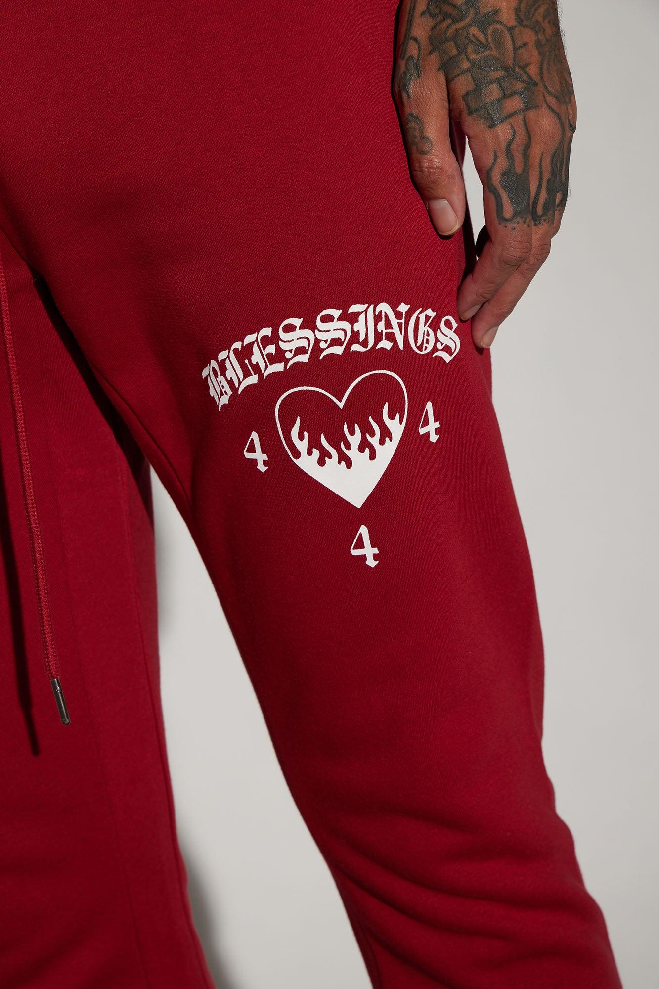 Blessed Love Flared Sweatpants - Red Product Image