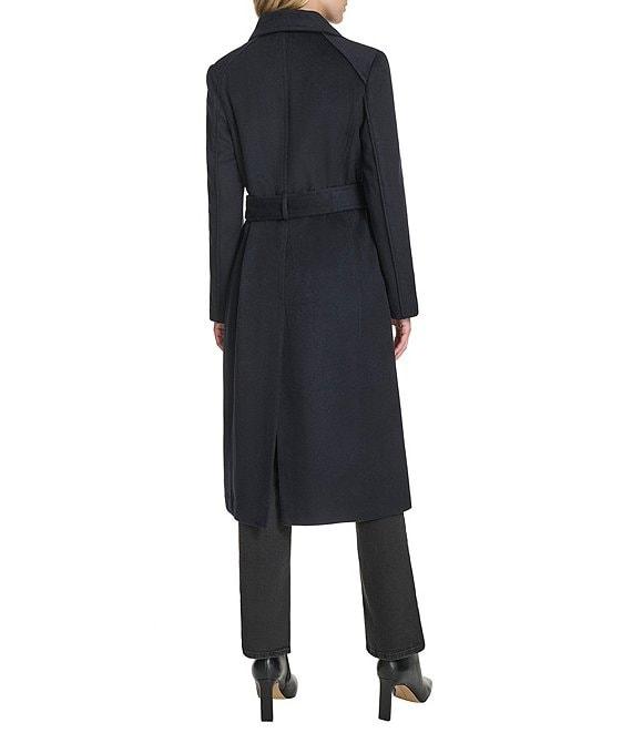 Cole Haan Wool Blend Water Resistant Stand Collar Belted Wrap Coat Product Image