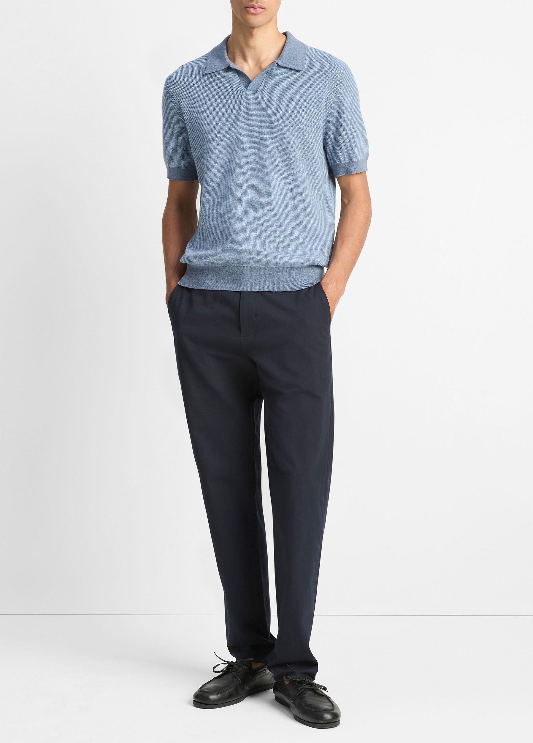 Colorblocked Feed-Stripe Cotton-Cashmere Johnny-Collar Sweater Product Image