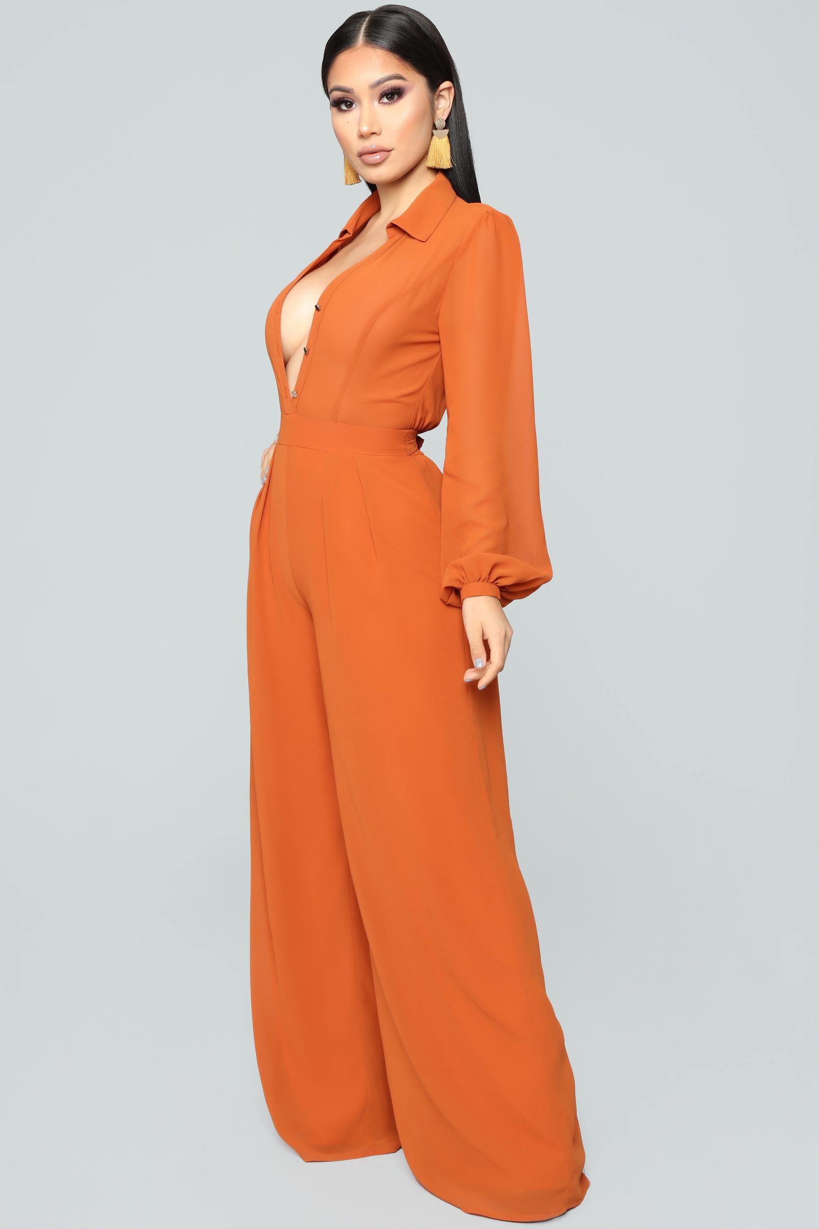 Like Me Better Jumpsuit - Cognac Product Image
