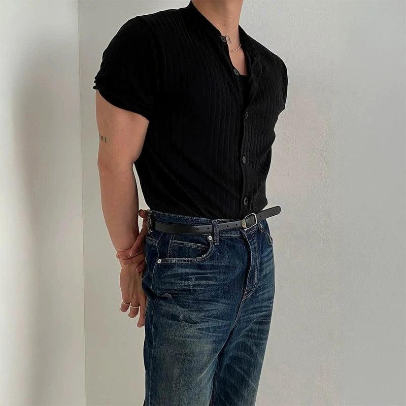 RT No. 19007 BUTTON-UP HENRY COLLAR SHORT SLEEVE Product Image