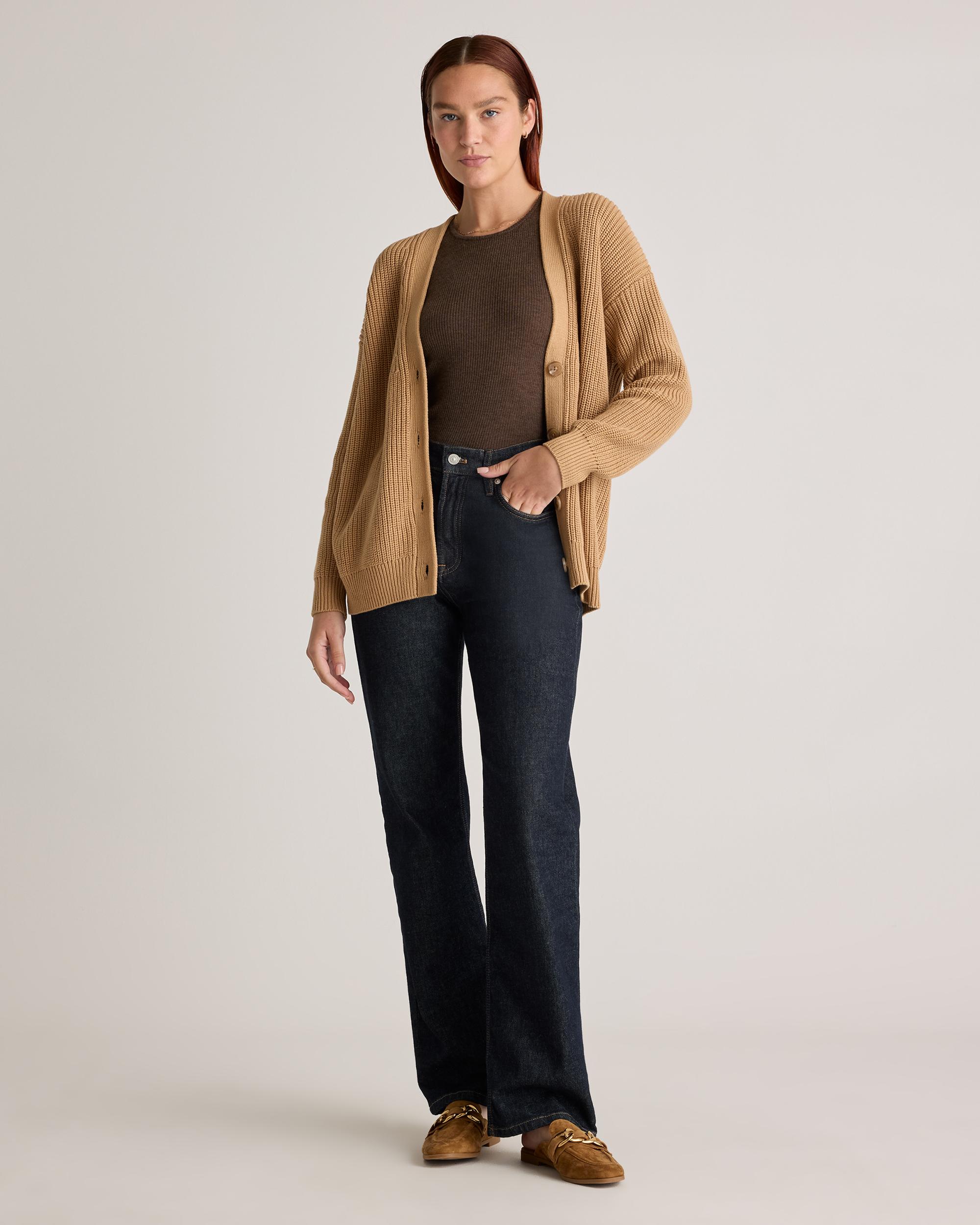 Quince | Women's OverSized Boyfriend Cardigan Sweater Size XS, Organic Cotton Product Image