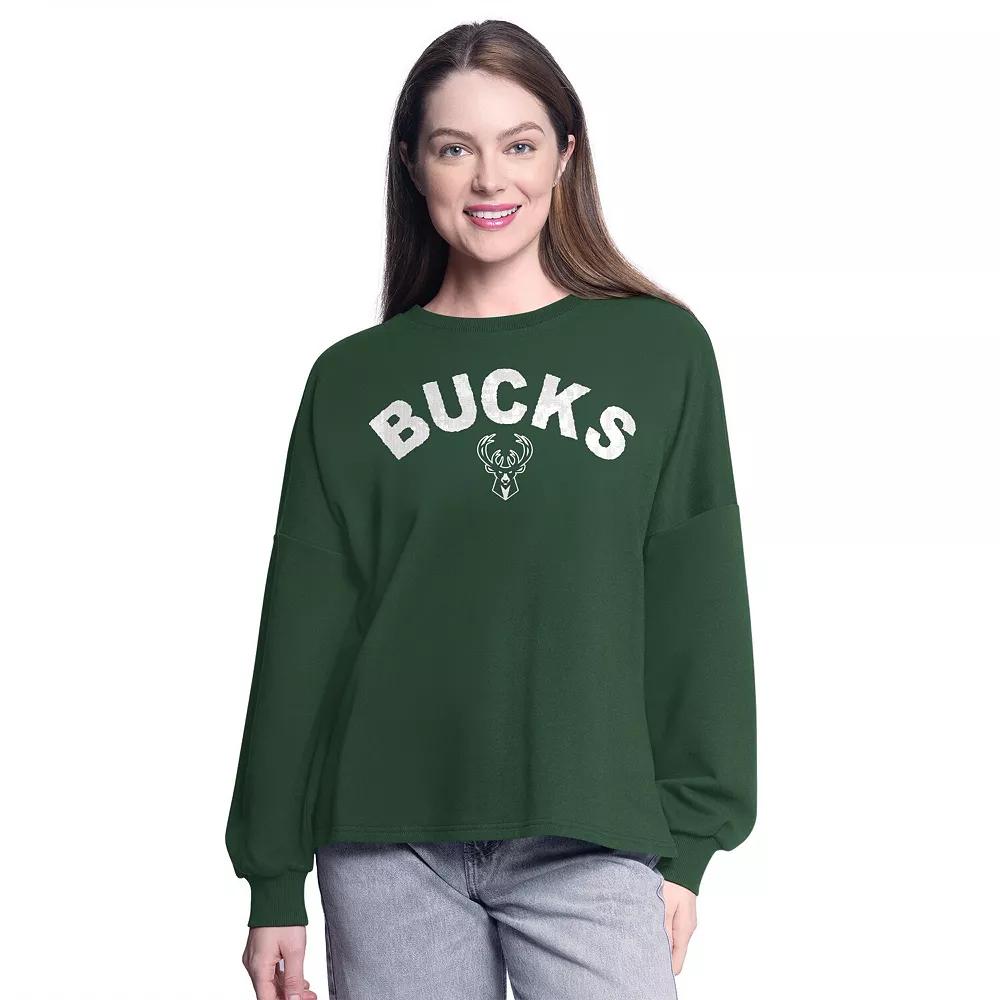 Women's G-III 4Her by Carl Banks Hunter Green Milwaukee Bucks Athletic Pullover Sweatshirt,  Product Image