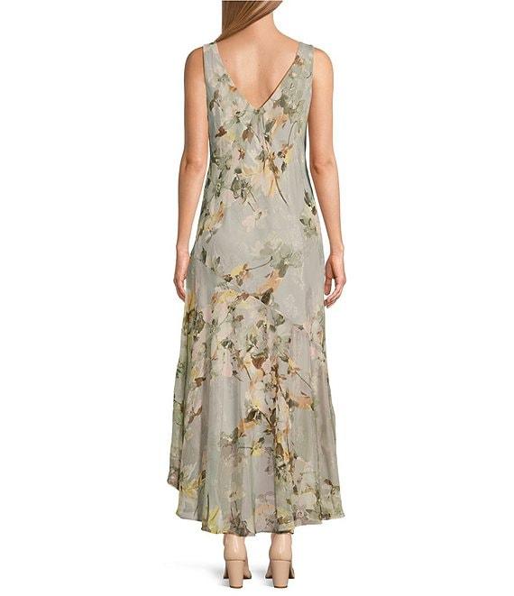 R & M Richards Petite Size Floral Print Chiffon Bolero 3/4 Sleeve V-Neck Asymmetrical Ruffle Hem 2-Piece Jacket Dress Product Image