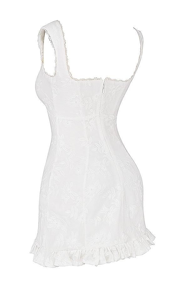 Odessa  white embroidered mini dress Product Image