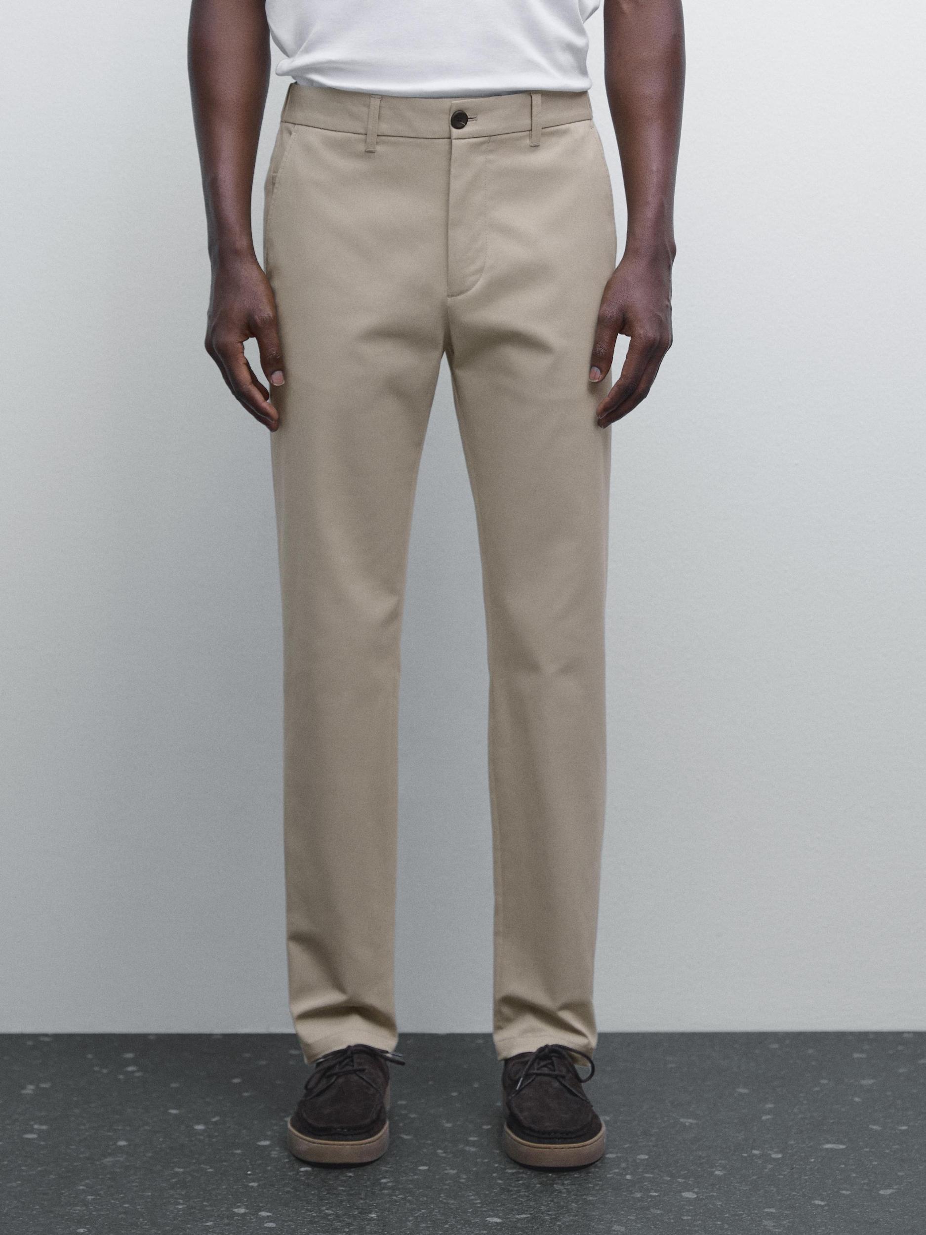 Cotton blend tapered fit trousers Product Image