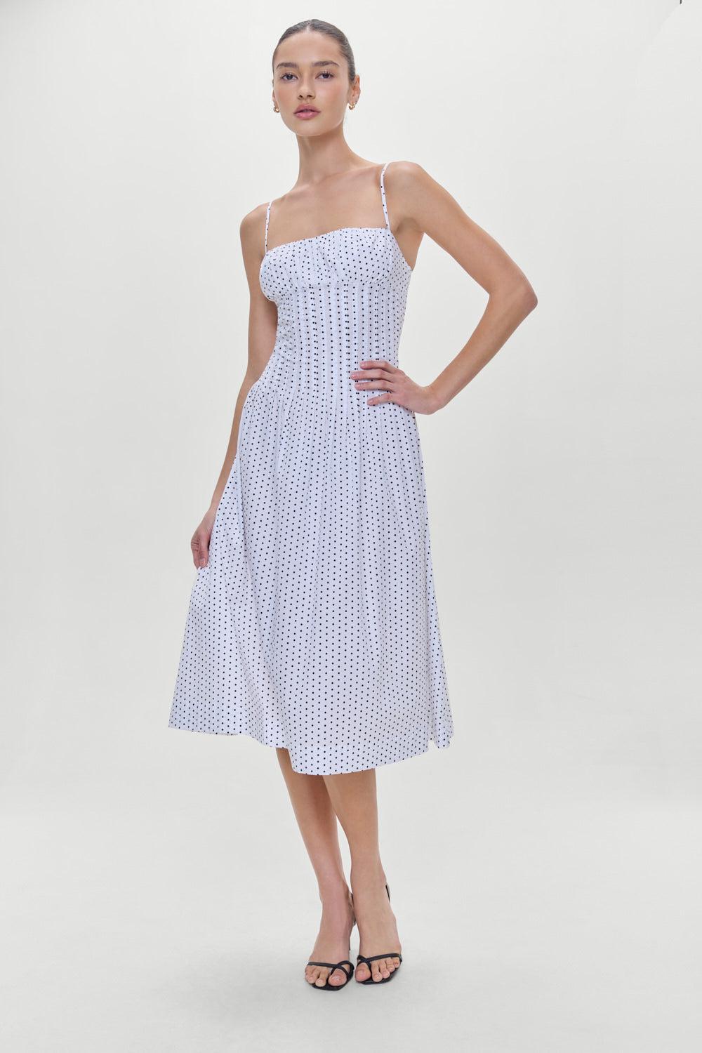 Reign Polka Dot Maxi Dress - White Polka Dot Product Image