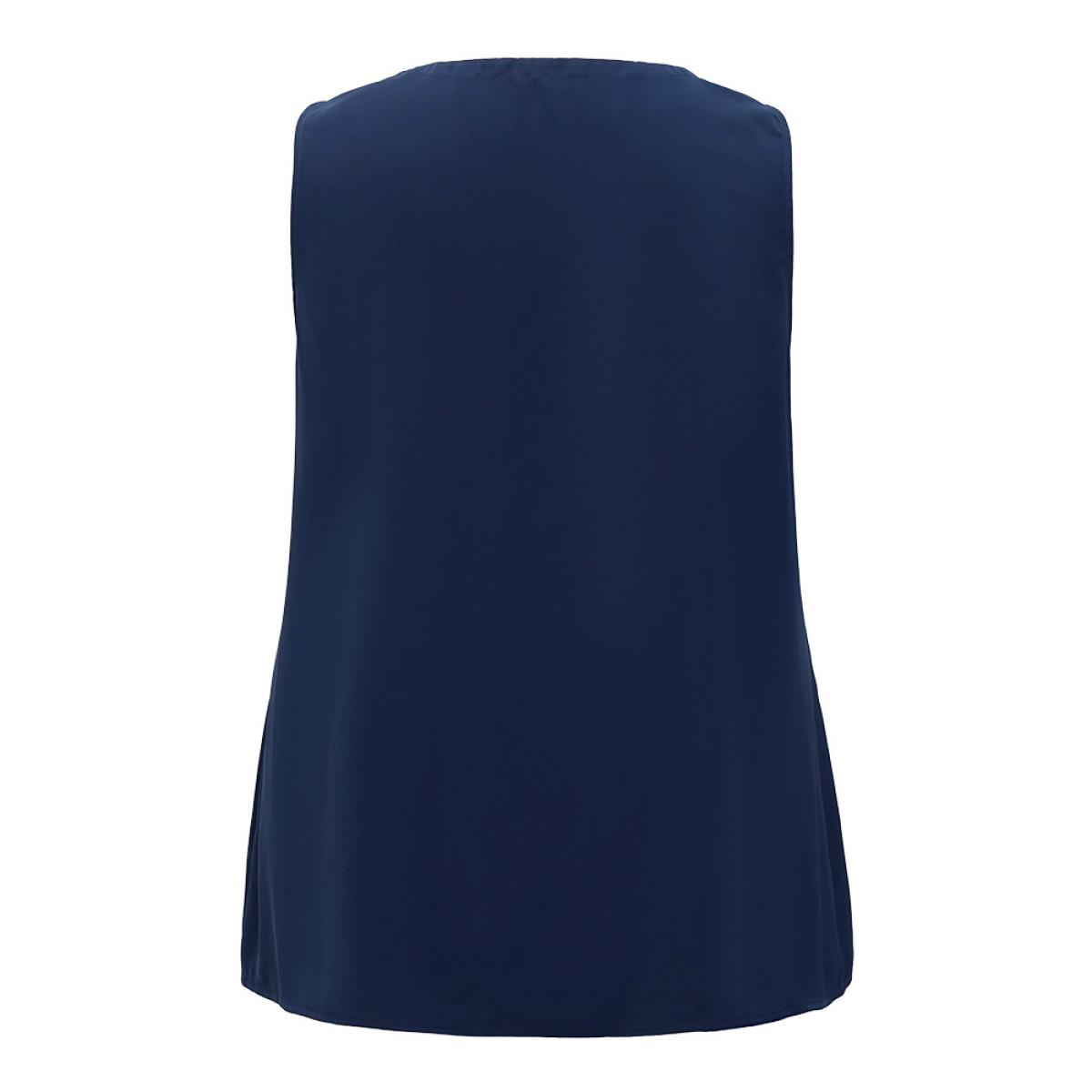 Plus Size Solid Half Zipper Flap Detail Tank Top Women Indigo Casual Zipper V-neck Dailywear Tank Tops Camis BloomChic 18-20/2X Product Image