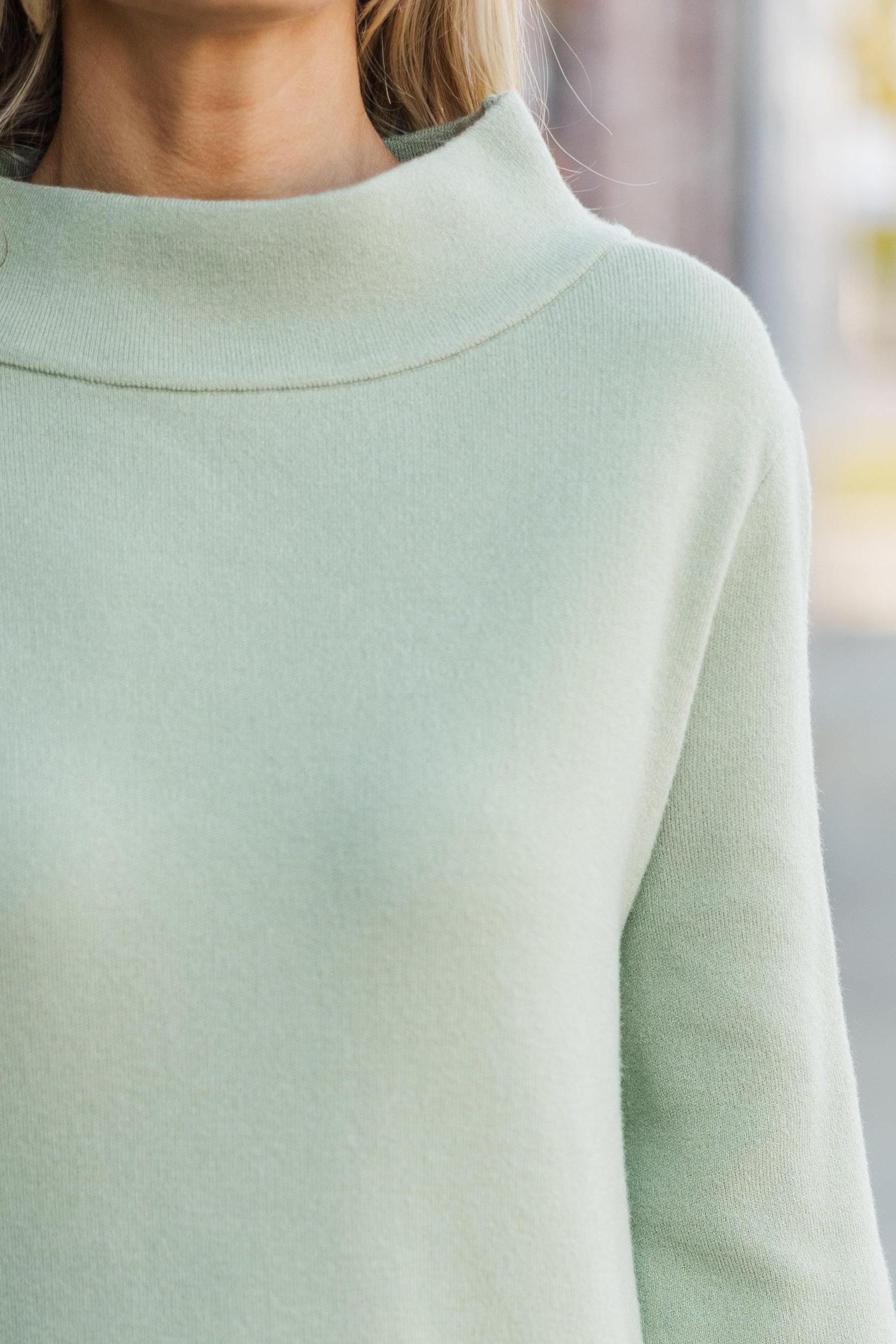 With Ease Sage Green Mock Neck Sweater Tunic Female Product Image