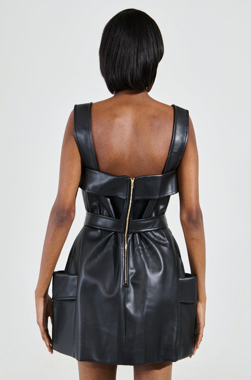 MY MOMENT PU EMBELLISHED MINI DRESS Product Image