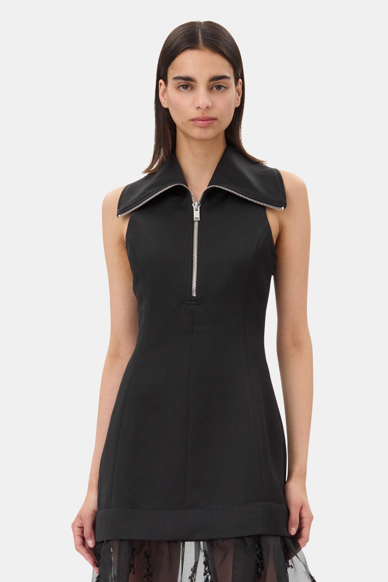 Black Fringed Organza Long Dress Product Image